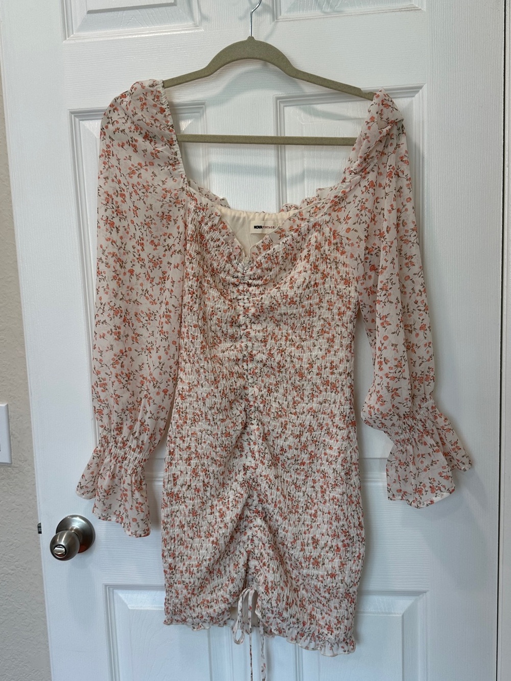 Fashion Nova Cream Mini Dress with Rust Floral